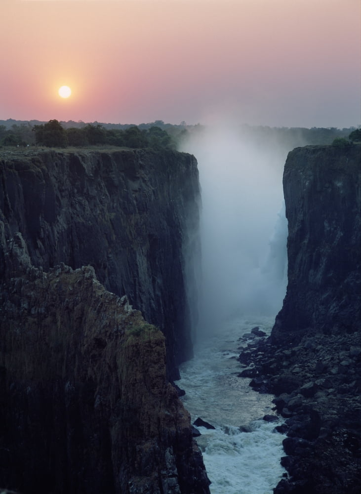 Looking Along Victoria Falls At Dusk From Zambia To Zimbabwe Canvas Art - Ian Cumming Design Pics (26 x 36)