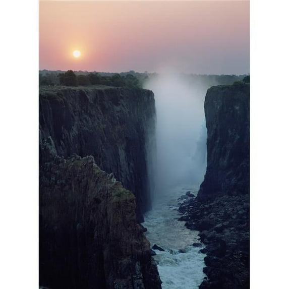 Looking Along Victoria Falls At Dusk From Zambia To Zimbabwe Poster Print