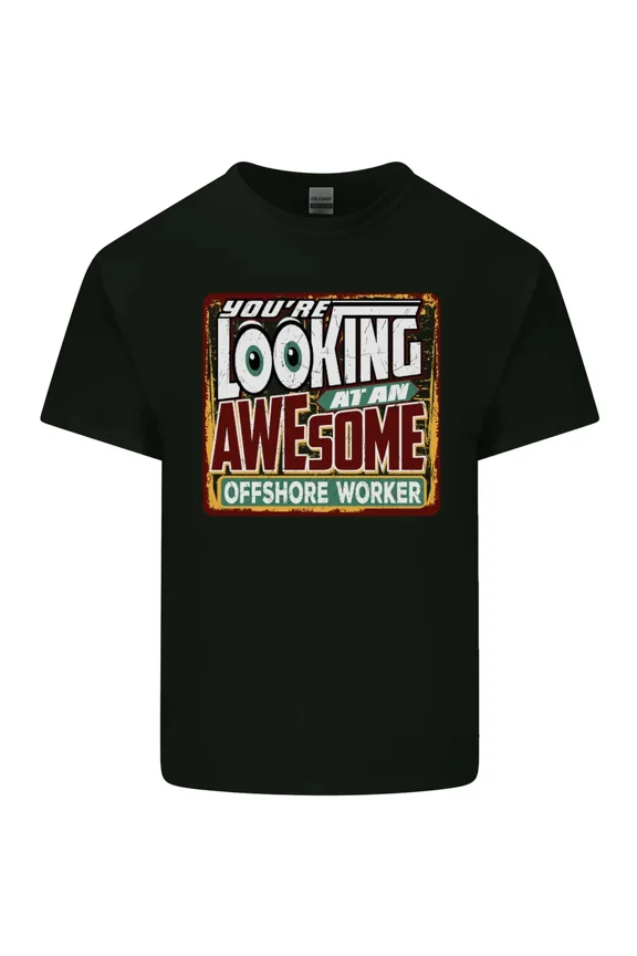 Looking At An Awesome Offshore Worker Cotton Graphic Tee Shirt,for unisex up to 5XL