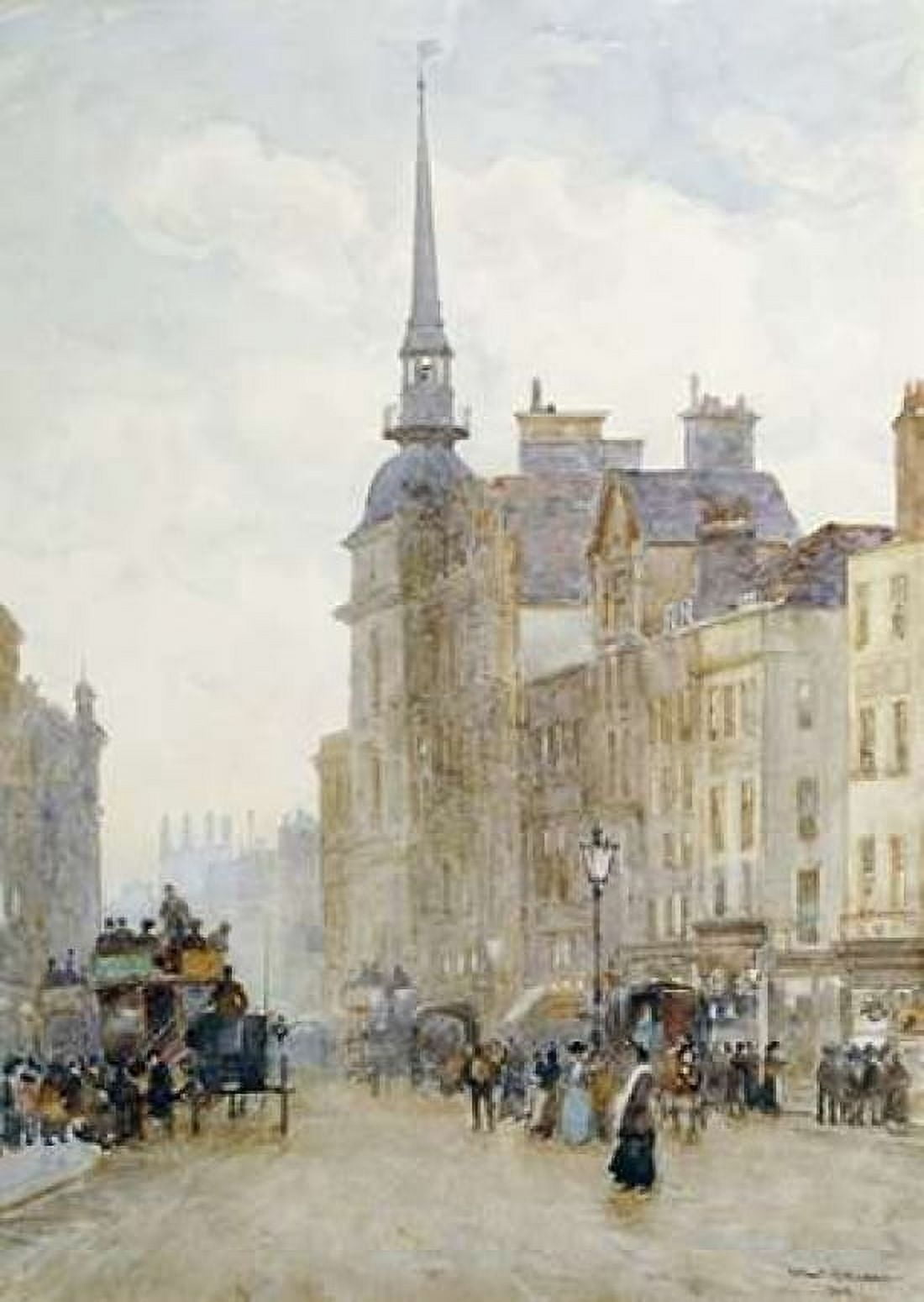 Looking Down Ludgate Hill Canvas Art - Herbert Menzies Marshall (20 x 28)