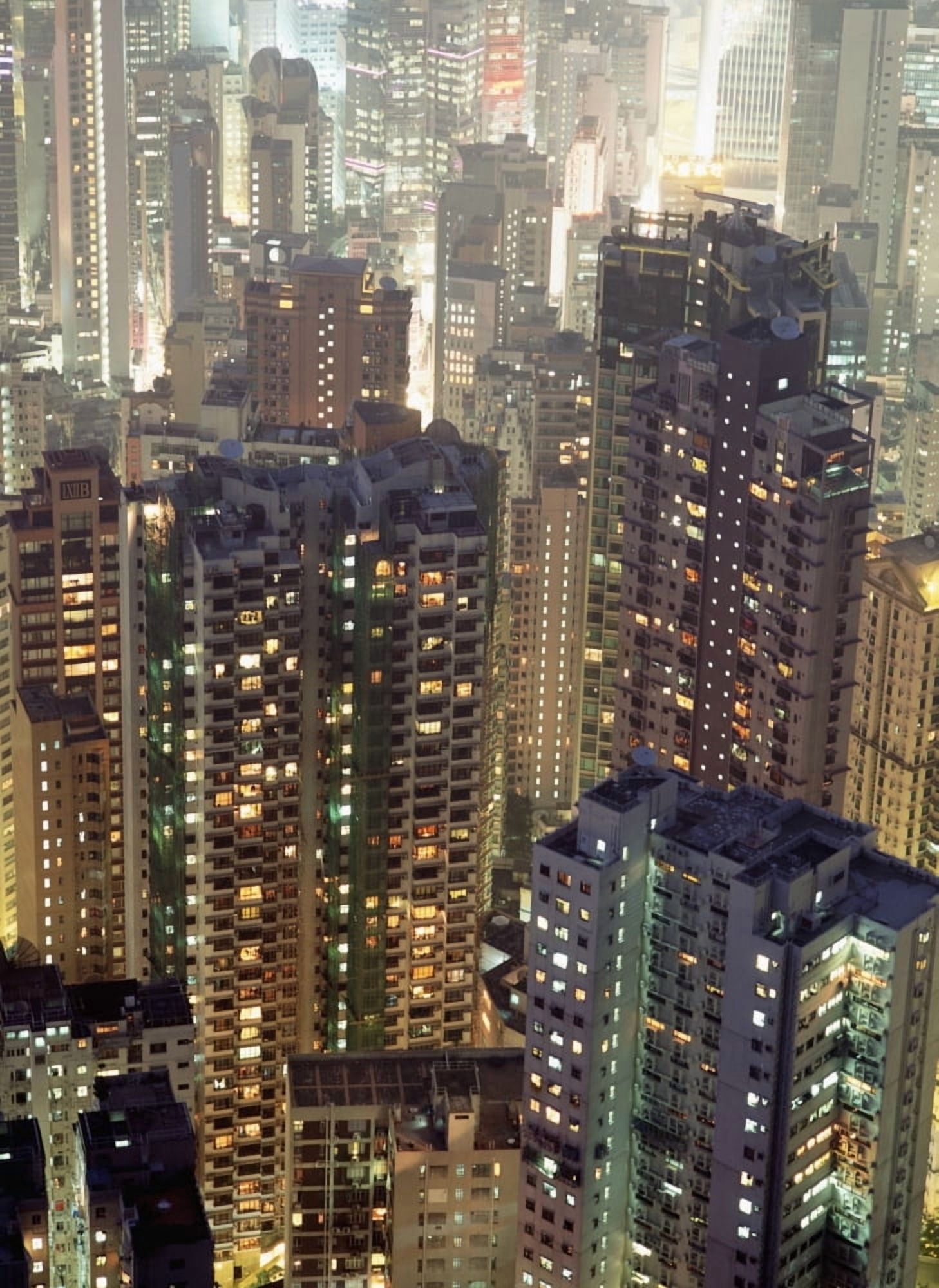 Looking Down On Crowded Residential And Office Tower Blocks As Seen From The Peak At Dusk Canvas Art - Ian Cumming Design Pics (12 x 16)