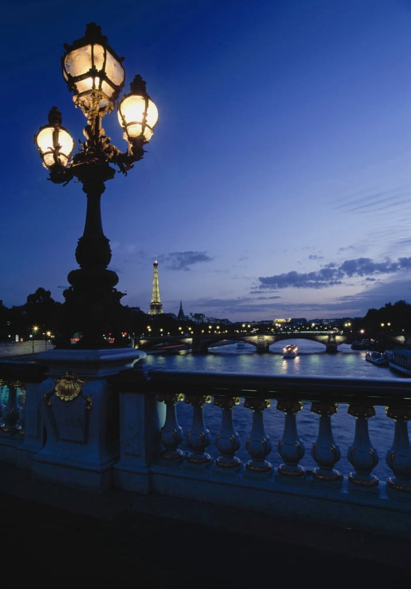 Looking From The Pont Alexandre Iii Down The Seine To The Eiffel Tower Canvas Art - Ian Cumming Design Pics (12 x 18)