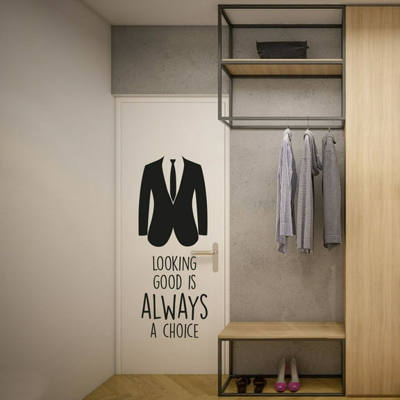 Looking Good Is Always A Choice - Life Quotes Closet Quotes Quote Coat Tie Silhouette Vinyl Wall Art Decal Sticker Home Closet Area Dressing Room Dressing Area Wardrobe Cabinet Size (20x8 inch)