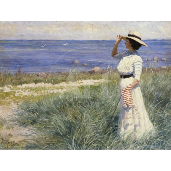 Looking Out to Sea, 1910, Figurative Scenic Unframed Giclee Print Wall Art by Paul Fischer Sold by Art.Com