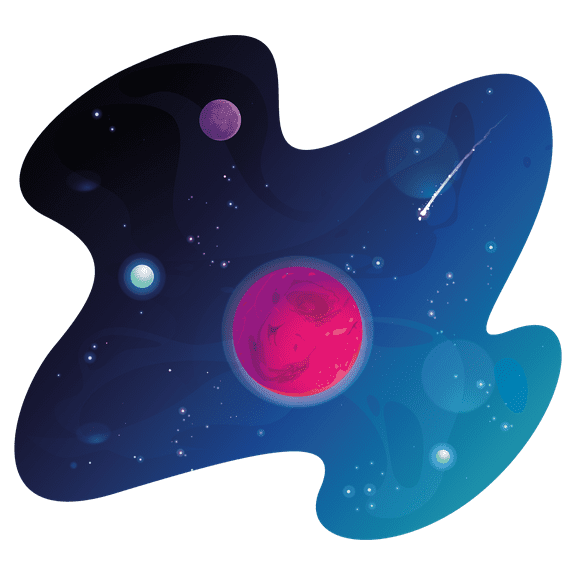 Looking Through Outer Space with Wild Planets and Comets Cute Artwork Design for Living Room Vinyl Wall Decal - Beautiful View Over the Huge and Vastness of Space for Kid's Creative Bedroom Wall Decor