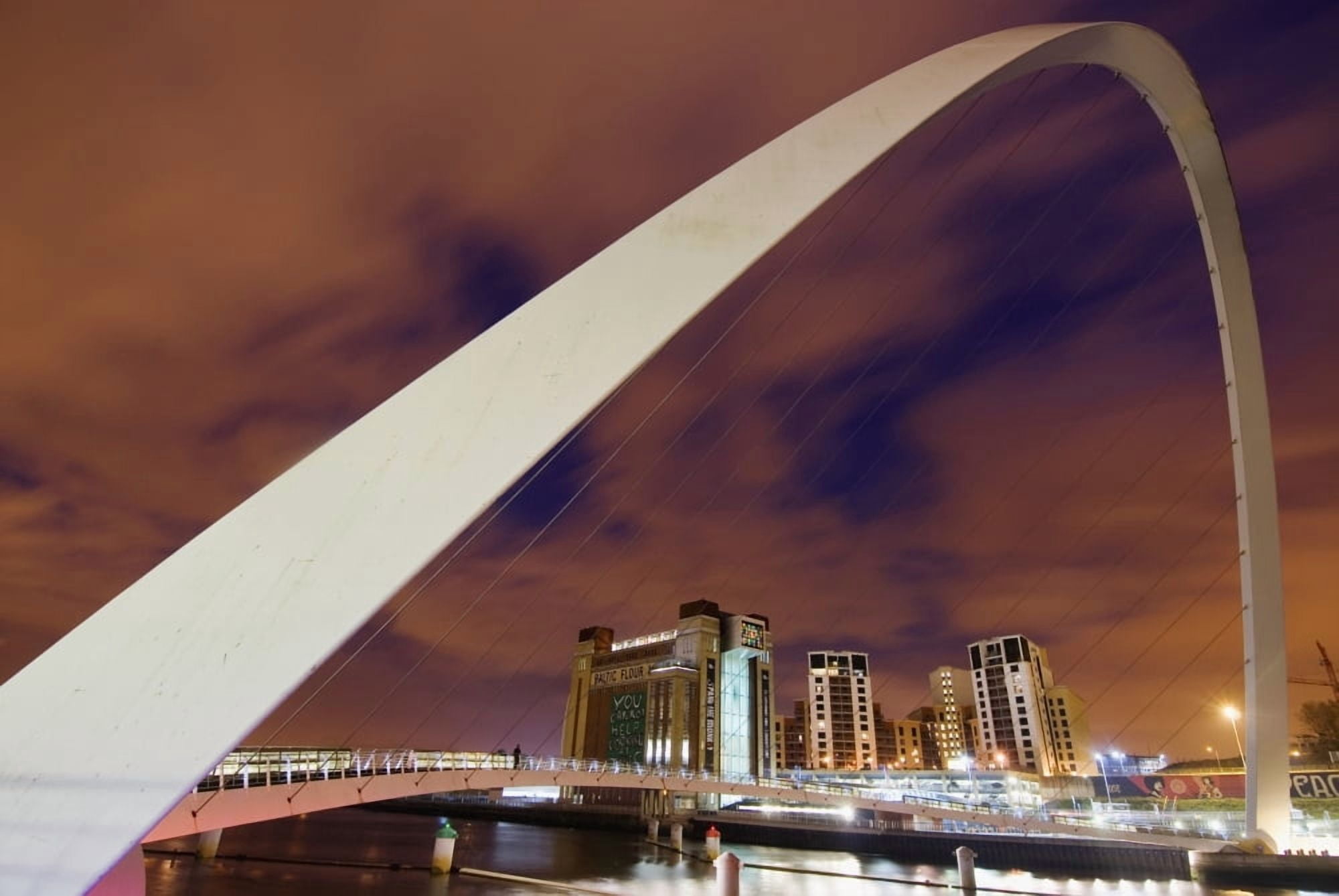 Looking Over The Tyne At Dusk Through The Winking Bridge To The Baltic Arts Centre Canvas Art - Ian Cumming Design Pics (38 x 24)