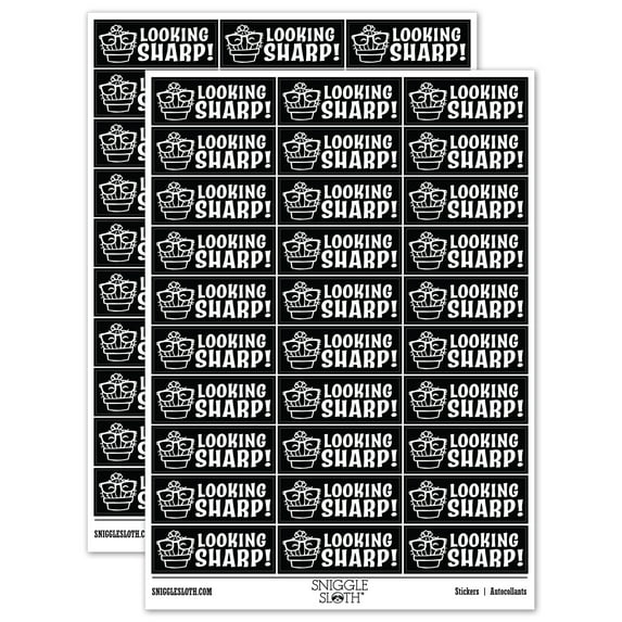 Looking Sharp Nerdy Cactus Teacher Student School Sticker Set - Black - Matte Finish - 1.75" Medium