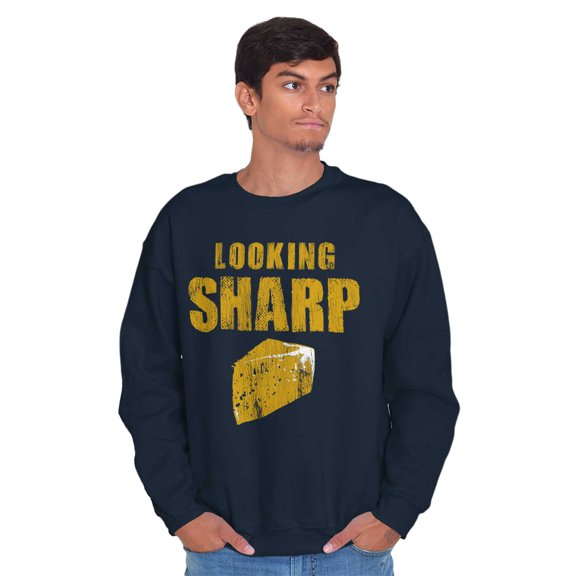 Looking Sharp cheddar Cheese Pun Gym Unisex Plus Fleece Graphic Sweatshirt Brisco Brands 2X