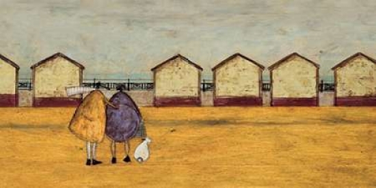 Looking Through The Gap In The Beach Huts Canvas Art - Sam Toft (24 x 48)