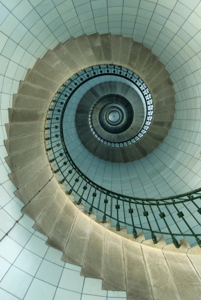 Looking Up The Spiral Staircase Of The Lighthouse Canvas Art - Ian Cumming Design Pics (22 x 34)