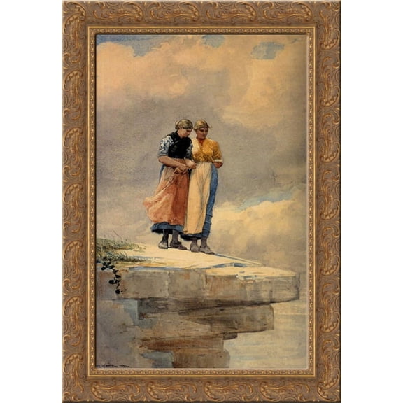 Looking over the Cliff 18x24 Gold Ornate Wood Framed Canvas Art by Homer, Winslow
