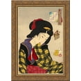 thumbnail image 1 of Looking shy - The appearance of a young girl of the Meiji era 24x18 Gold Ornate Wood Framed Canvas Art by Tsukioka Yoshitoshi, 1 of 2