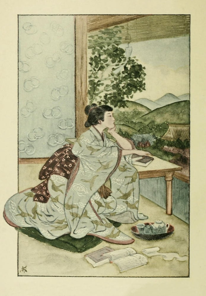 Looking through the shoji Daughters of Nijo 1904 Canvas Art - Kiyokichi Sano (18 x 24)