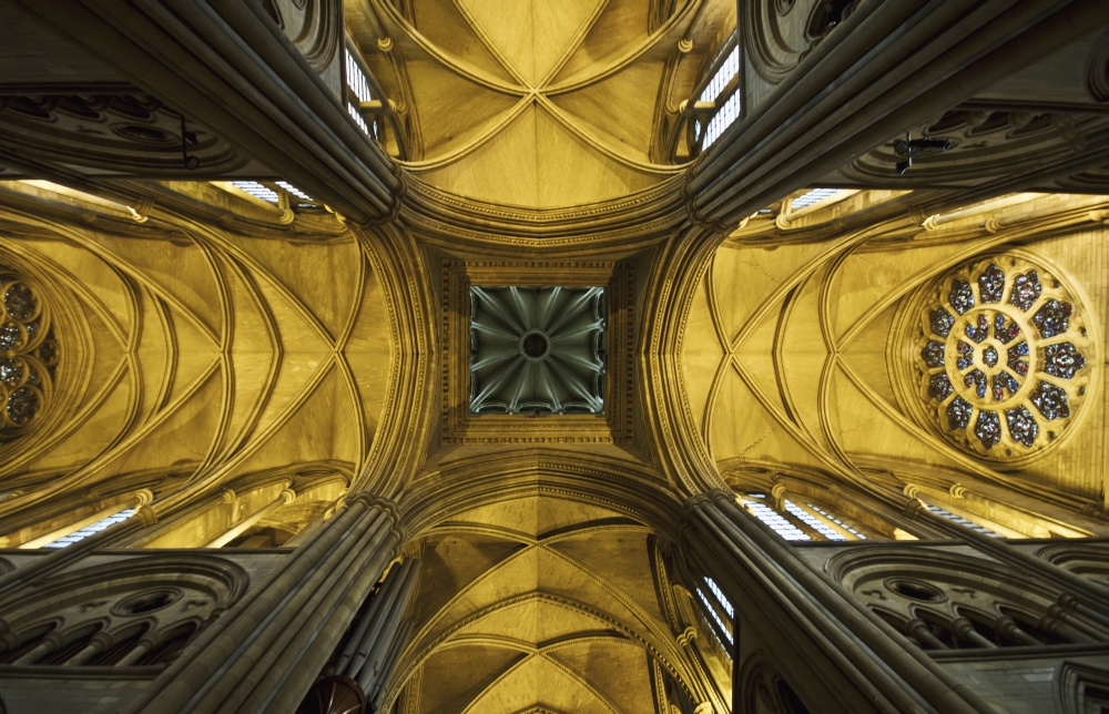 Looking up at a cathedral ceilingTruro cornwall england Canvas Art - James Ingham Design Pics (19 x 12)