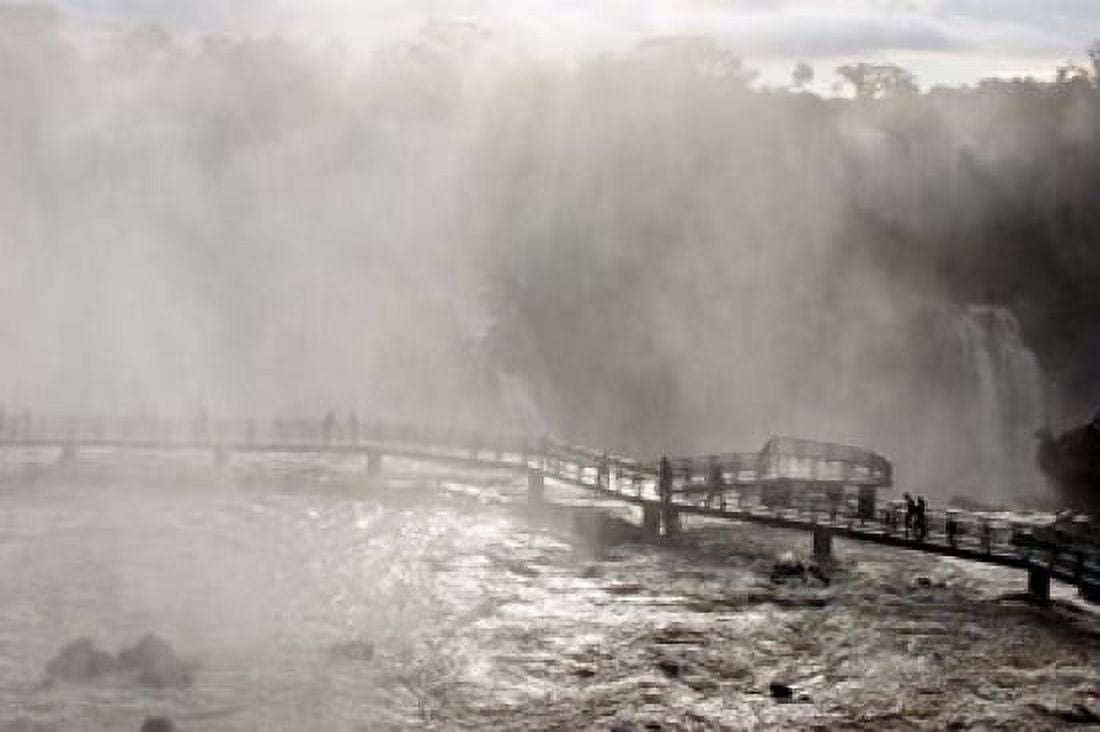 Lookout Engulfed in Mist Iguassu Falls Brazil Canvas Art - Michele Molinari DanitaDelimont (15 x 10)
