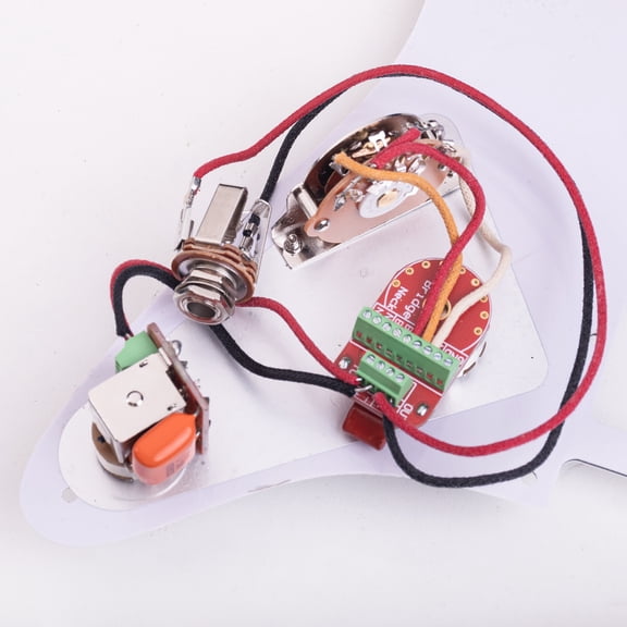 Lookseven Solderless HH 3-Way Wiring Harness 1 Volume 1 Tone Brass Shaft Pots Push-Push Coil Splitting for 2 Humbucker Pickup Stratocaster