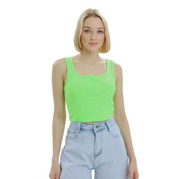 Lookus Womens Mercan Button Crop Top