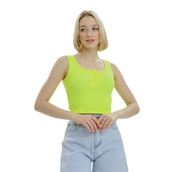 Lookus Womens Mercan Button Crop Top