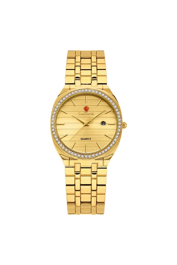 Classic Diamond Gold Watches for Women, Stainless Steel Waterproof Dress Watch, Men's Quartz Analog Wristwatch