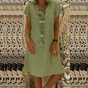 Women Summer Boho Beach V Neck Print Sleeveless Long Dress - Walmart.com