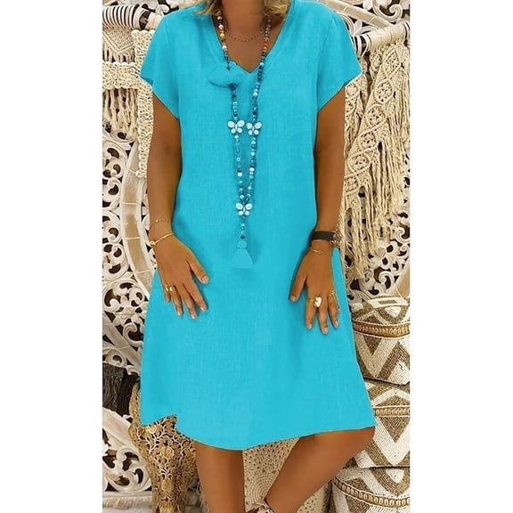 Looligat Sundresses for Women,Women Summer Style Feminino Vestido T-shirt Cotton Casual Plus Size Ladies Dress