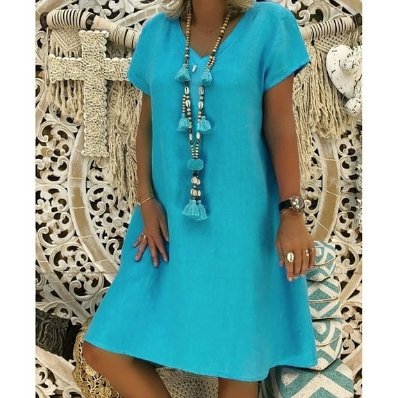 Looligat Sundresses for Women,Women Summer Style Feminino Vestido T-shirt Cotton Casual Plus Size Ladies Dress