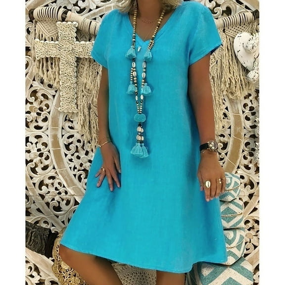 Looligat Sundresses for Women,Women Summer Style Feminino Vestido T-shirt Cotton Casual Plus Size Ladies Dress