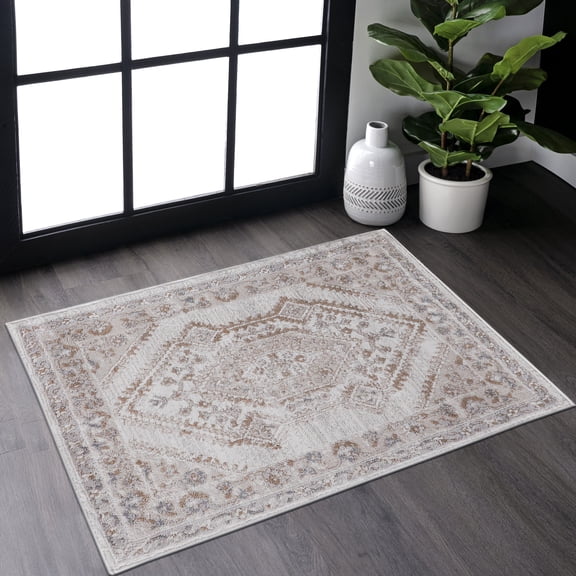 Loom & 2x3 Area Rug, Cream//, Non-shedding, Stain-, Adds Allure To Any Such As Living Room Bedroom Dining Home Office Cream// Stain , Enhances Various Areas Like