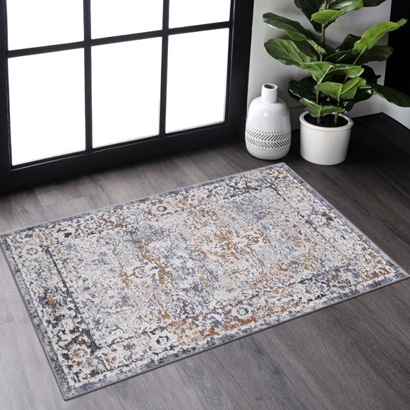 Loom & 2x3 Area Rug, /grey Traditional Look, Stain- And Non-shedding, Suits Living Dining Bedroom Office, Pet Carpet Grey, Theme, Stain For Room Home For Pets Rug