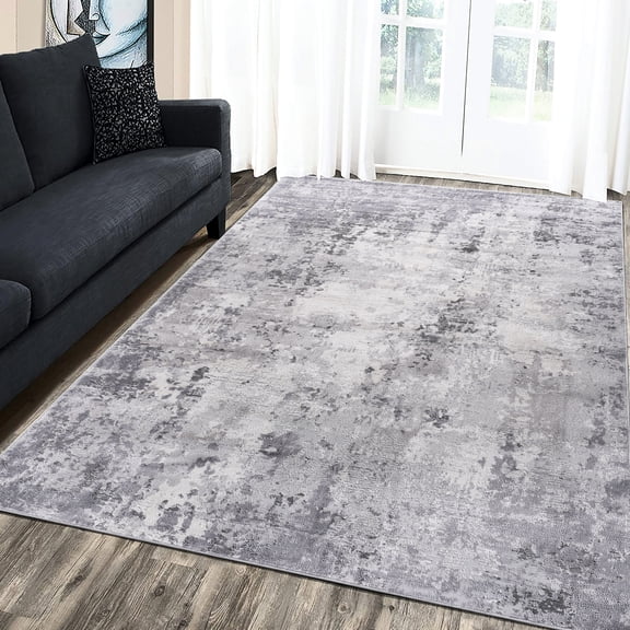 Loom & 5x7 Area Rug, Grey Abstract Cool, Non-shedding, Stain For Dining And Living Areas Gallantry, Rooms