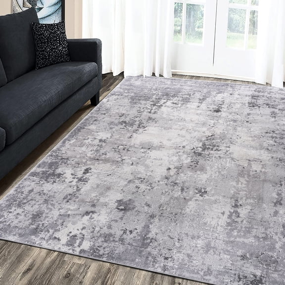 Loom & 5x7 Area Rug, Grey Abstract Touch, Non-shedding, Stain , For Living Room And Bedroom Rug 5x7, With Design, Dining Rooms