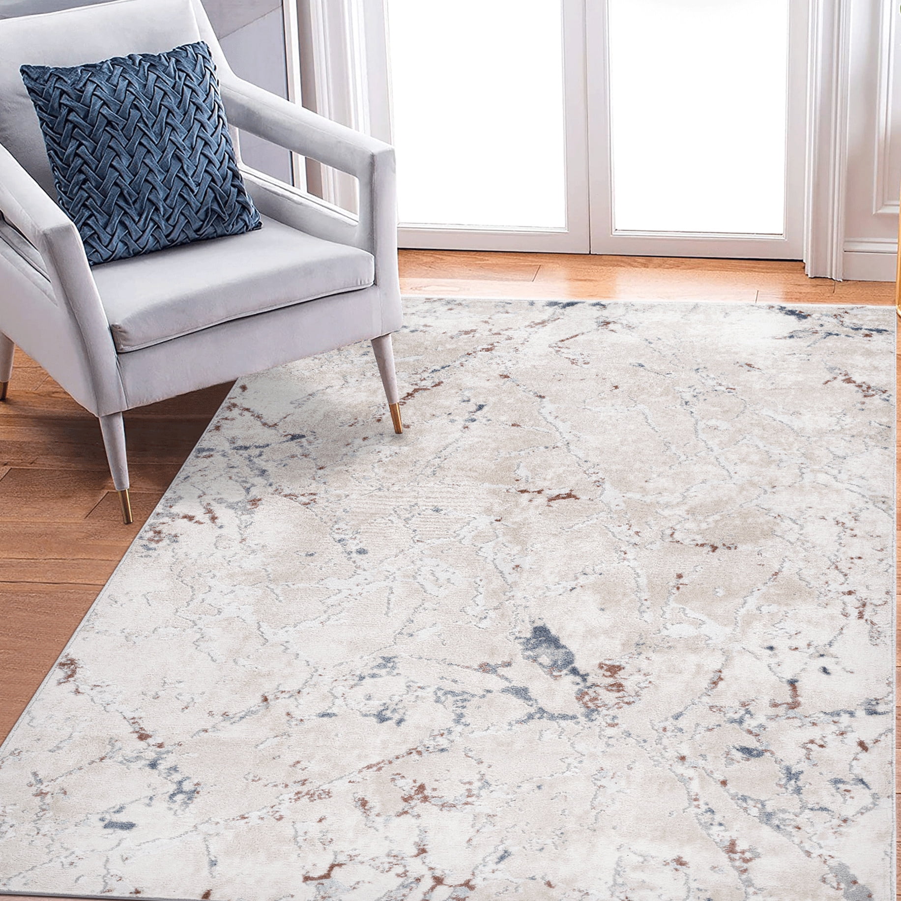 Loom & 6x9 Area Rug, Multi/contemporary Style, Stain , Non-shedding ...