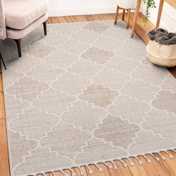 Loom & 6x9 Cream Trellis Area Rug - Stain , , Pet-, Available In Sizes, Easy To Clean, Medium Pile Height Cream/trellis Non-shedding, For Any Of Home, Pet Safe, , Thickness 0.28in