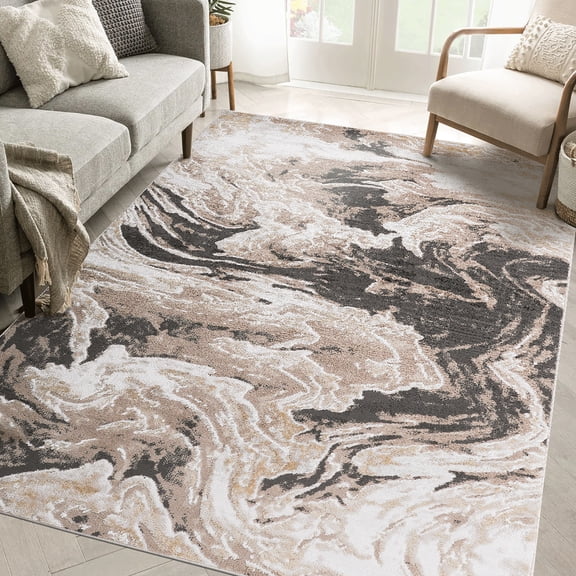 Loom & 6x9 L.brown Area Rug, Non-shedding Stain , Ideal For Bedroom, Entryway, Stylish Rug , Non-shedding, Perfect Bedroom And Eat-in Kitchen