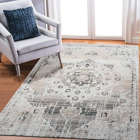 Loom & 8x10 Cream/beige Medallion Area Rug. Stain-, Non-shedding For Living Room, Study. Easy Maintenance And Long-lasting Rug From . Stain , Nursery, Soft Stylish