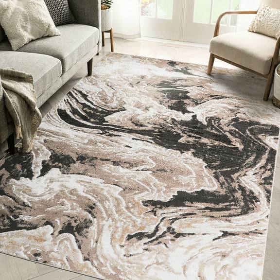 Loom & Area Rug 6x9 L.brown, Stain , Non-shedding, Great For Dining Room, Home Office, Decor Entryway,