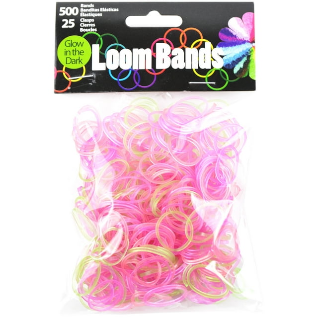 Loom Bands 500/Pkg W/25 Clasps-Glow-In-The-Dark Translucent