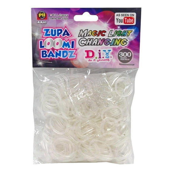 Loom Bandz 300 Magic Light Changing Rubber Loom Bands with 'S' Clips (BONUS 1 FUN CHOPS & 1 ZIPPER BRACELET)