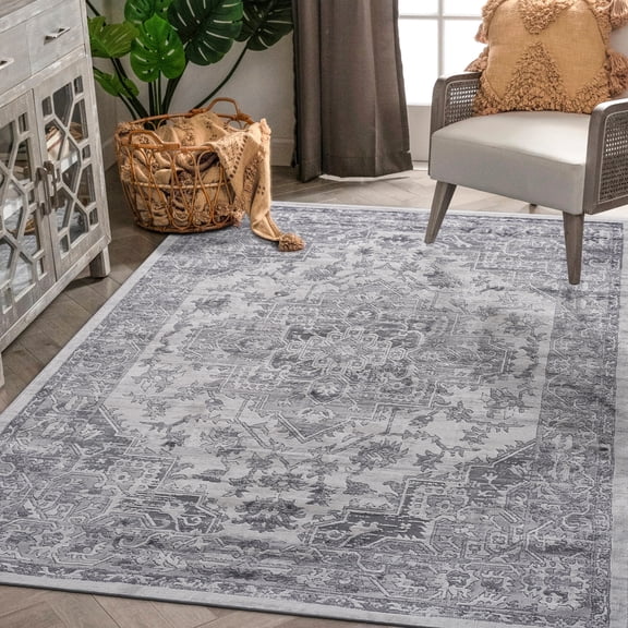Loom & Collection 5x7 Silver Area Rug. Non-shedding, Stain , Enhances Appeal Of Bedroom, Living Room, Dining Room And