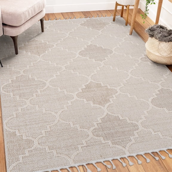 Loom & Collection 6x9 Cream/trellis Area Rug - Stain , Non-shedding, For Home Decor, Pet-, Long-lasting, Medium Pile Thickness Any Of Home, Pet Safe, ,