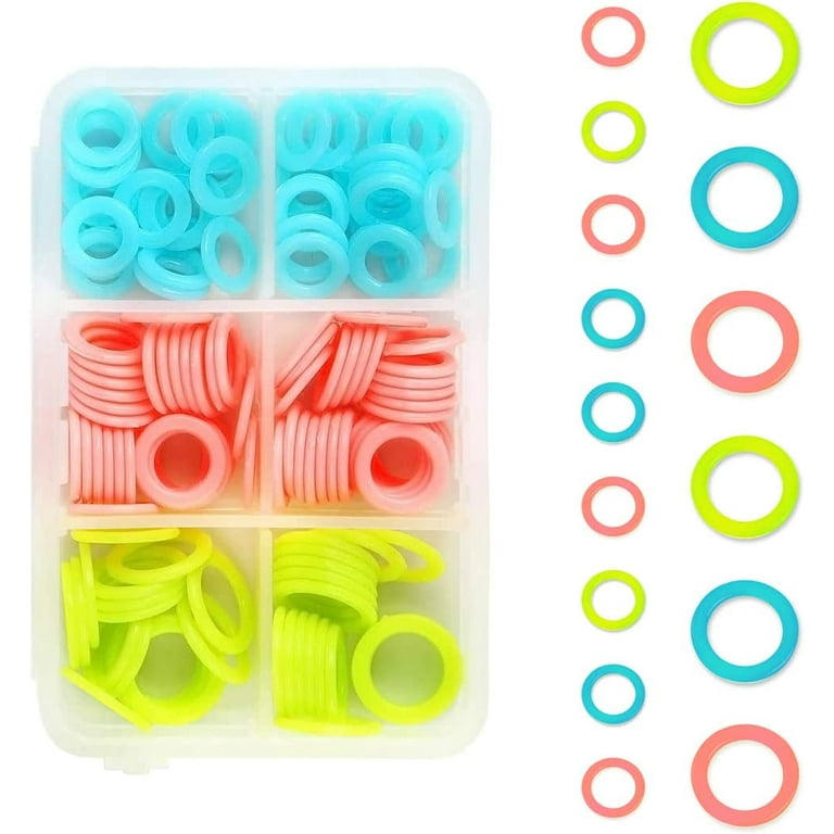 Loom Knitting Markers Ring Box - 180Pcs Small Ring Stitch Markers for  Crocheting Locking Storage Box - DIY Craft Plastic Ring Kit for Sewing  Knitting