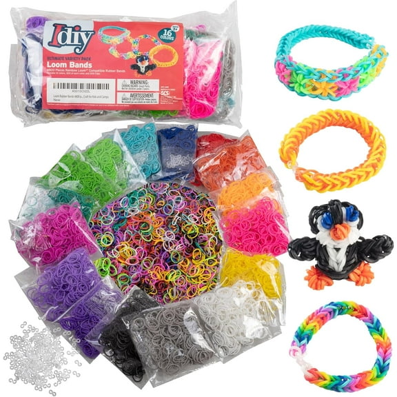 Rubber Bands 4800 pc Refill Kit w 8 Unique Colors (600 of Each) & 200 Clips - Works w All Rubber Band Jewelry - DIY Gift for Girls Boys & Bracelet Making Craft for Kids and Camps