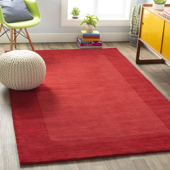 Solid Plush Rug Loom n Barn Hand Tufted 100% Wool Solid Area Rug – Modern Border Carpet ...