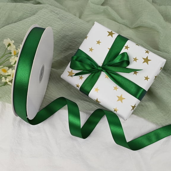 LoomJoyz Forest Green Double Face Satin Ribbon 3/4 Inch x 100 Yards for Wedding Bouquets, Chair Bows, Table Decor, Gift Wrapping & DIY Crafts