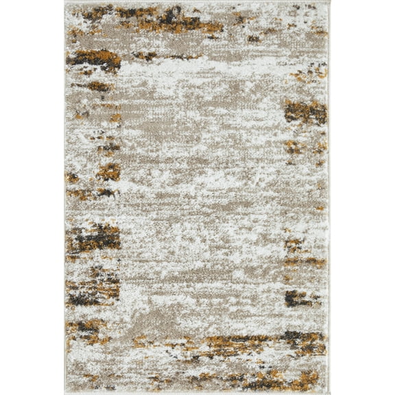 Loomaknoti Alanzo Albah 2' x 3' Abstract Indoor Runner Rug , Beige/Cream