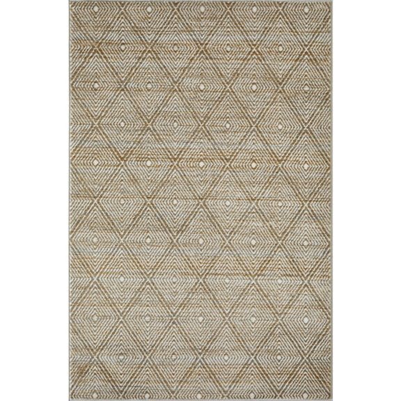 Loomaknoti Alanzo Alburnt 5' x 7' Geometric Indoor Polypropylene Area Rug , Beige/Cream