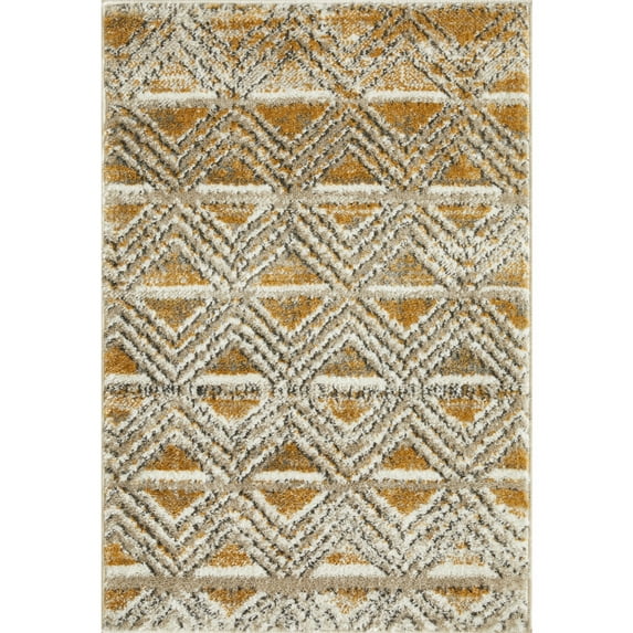 Loomaknoti Alanzo Alemza 2' x 3' Geometric Indoor Runner Rug , Beige/Cream