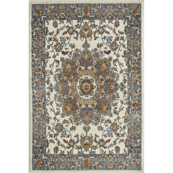 Loomaknoti Alsbrooke Amrenta 4' x 6' Cream/Blue Oriental Indoor Area Rug