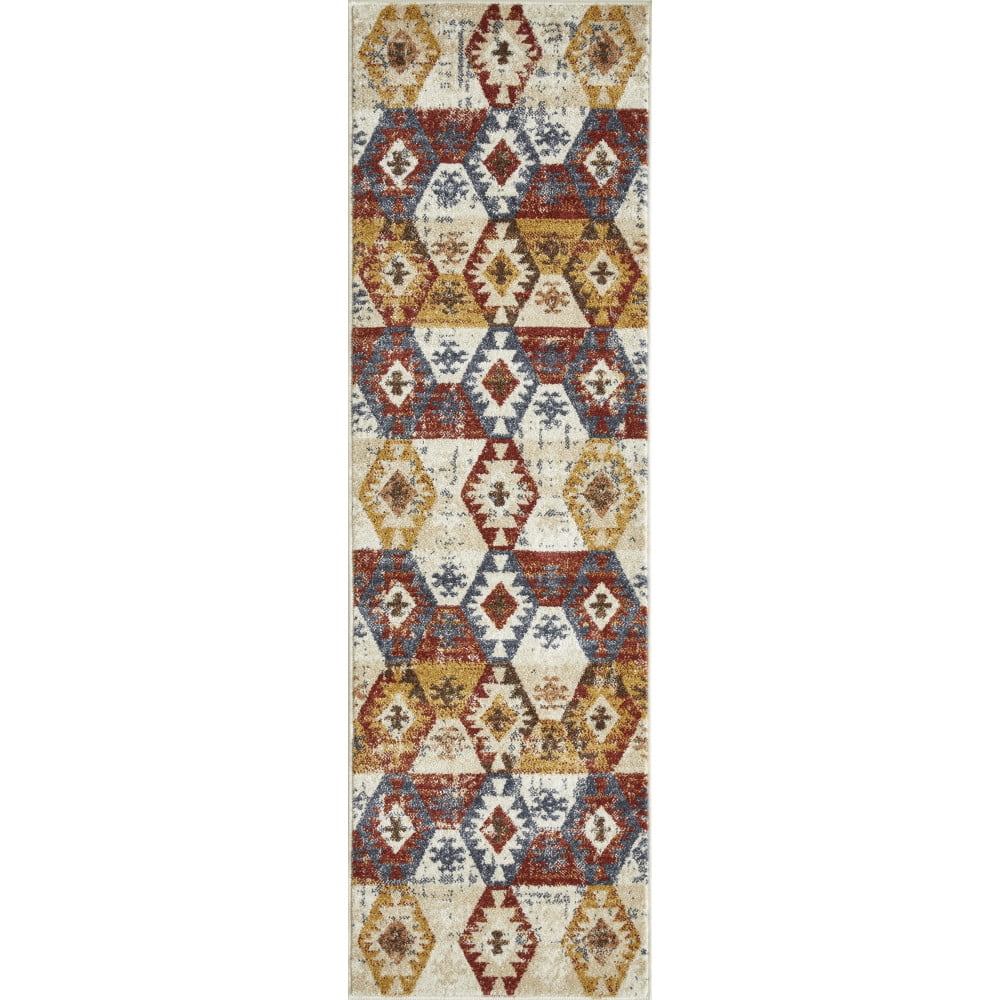 Loomaknoti Alsbrooke Bradin 2' x 7' Tribal Indoor Runner Rug , Cream/Orange