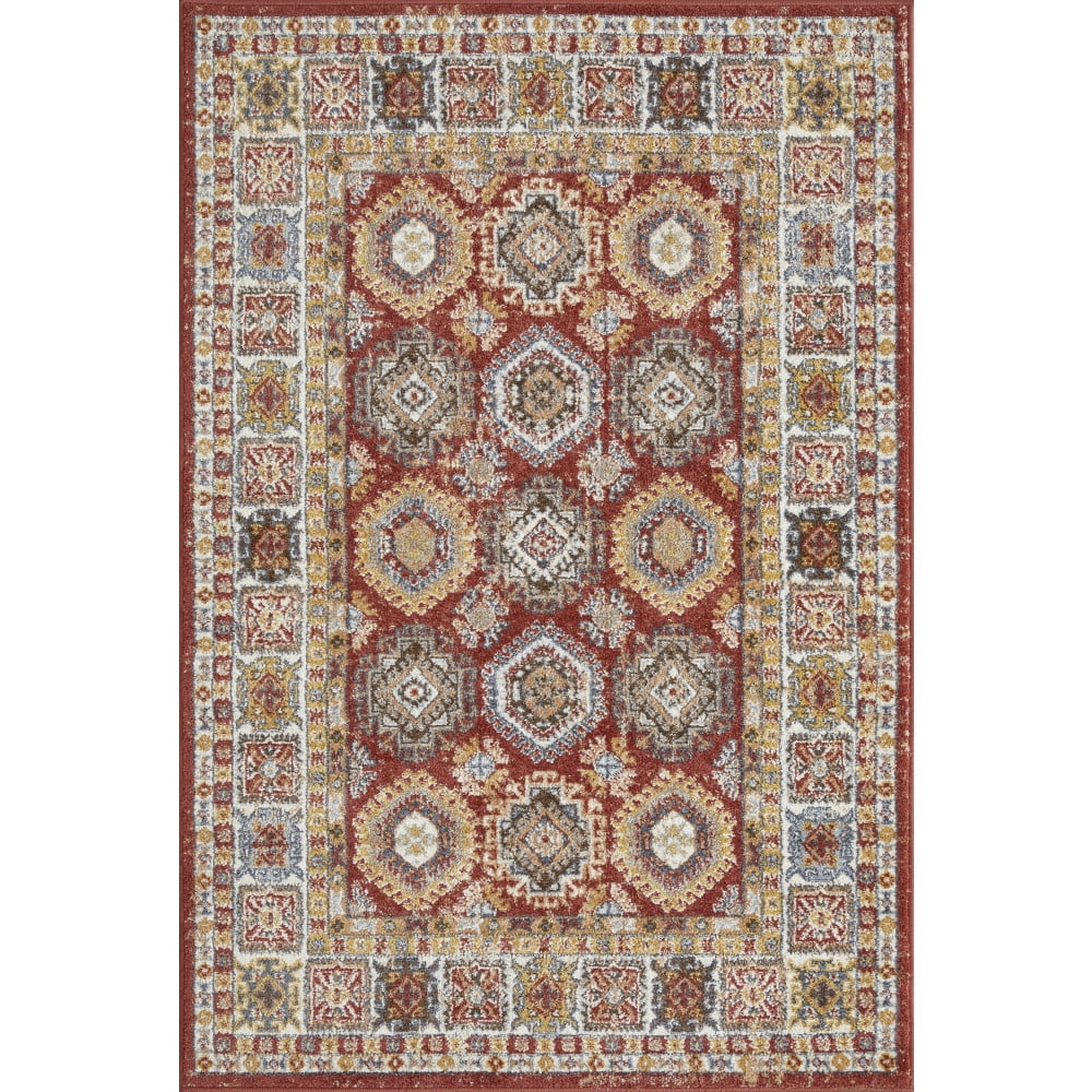 Alsbrooke Delary 4' x 6' Orange Patchwork Area Rug